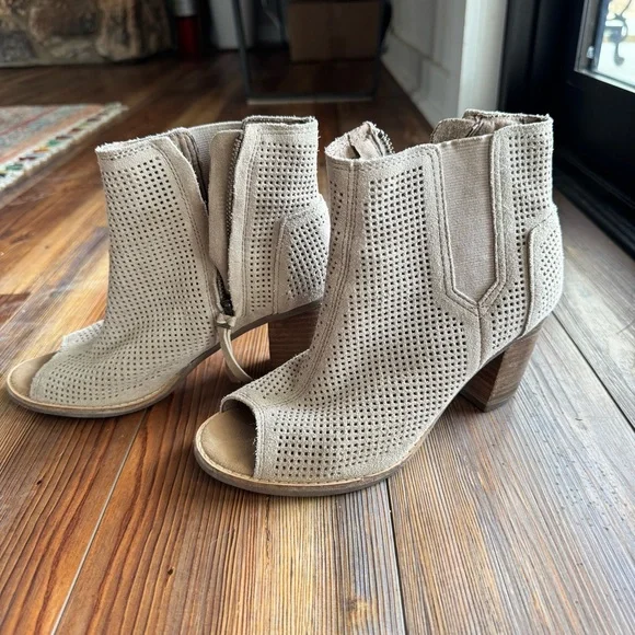 Toms Beige Nude Majorca Open Toe Ankle Booties - Picture 2 of 6